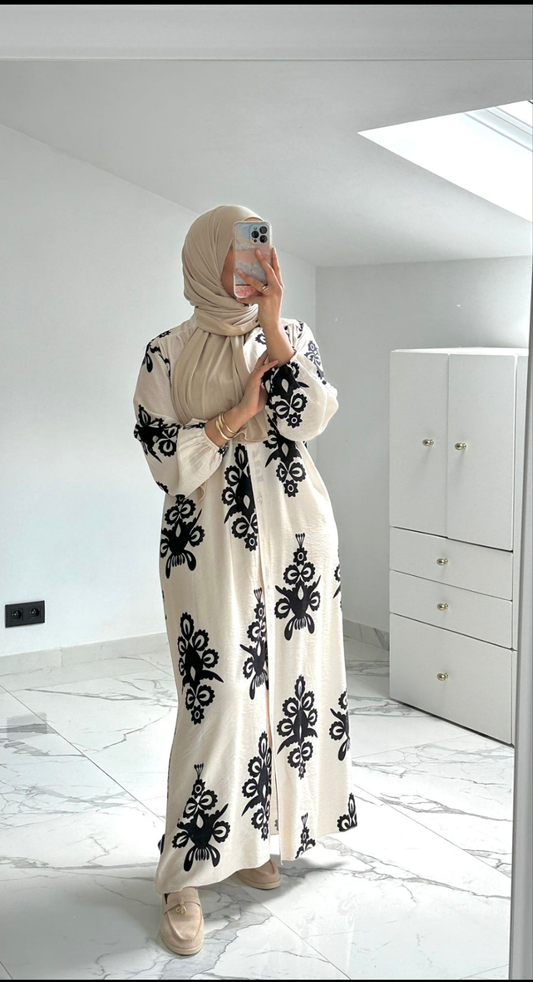 Robe motif noir effet lin