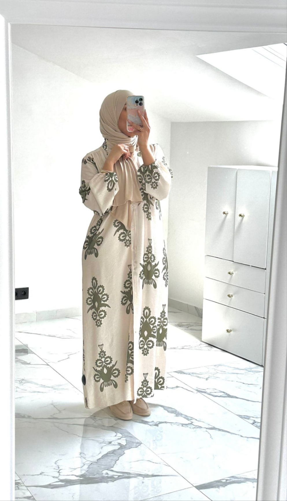 Robe kaki effet lin